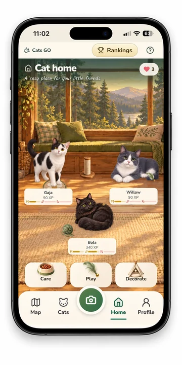 Cat Home: illustrated companions in a cozy cabin